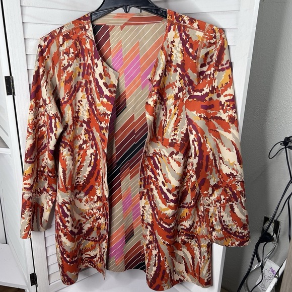 NWT Attitudes By Renee QVC Reversible Open Front Satin Cardigan Sz Sm Discont. - Picture 2 of 7